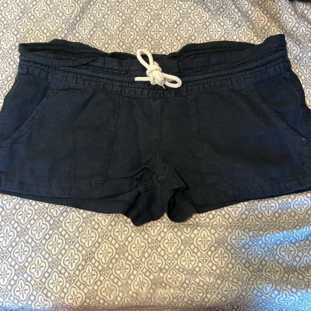 Roxy Linen-type Navy Blue Shorts, Medium